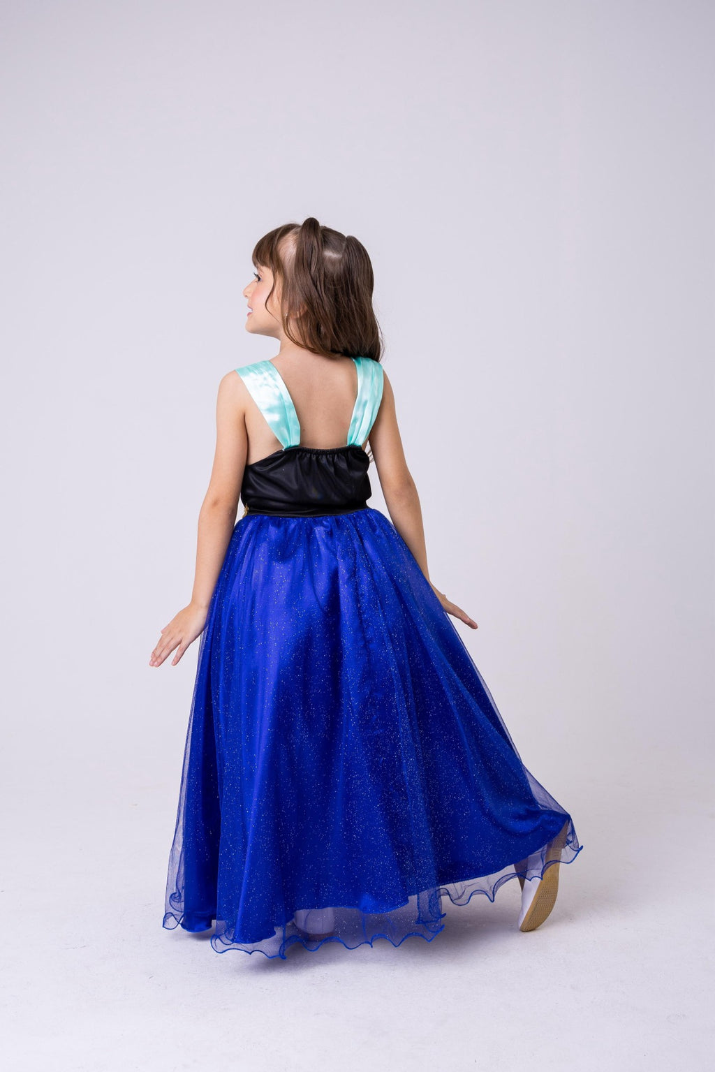 Saia Longa Princesa Ana Frozen em Cetim com Tule Glitter
