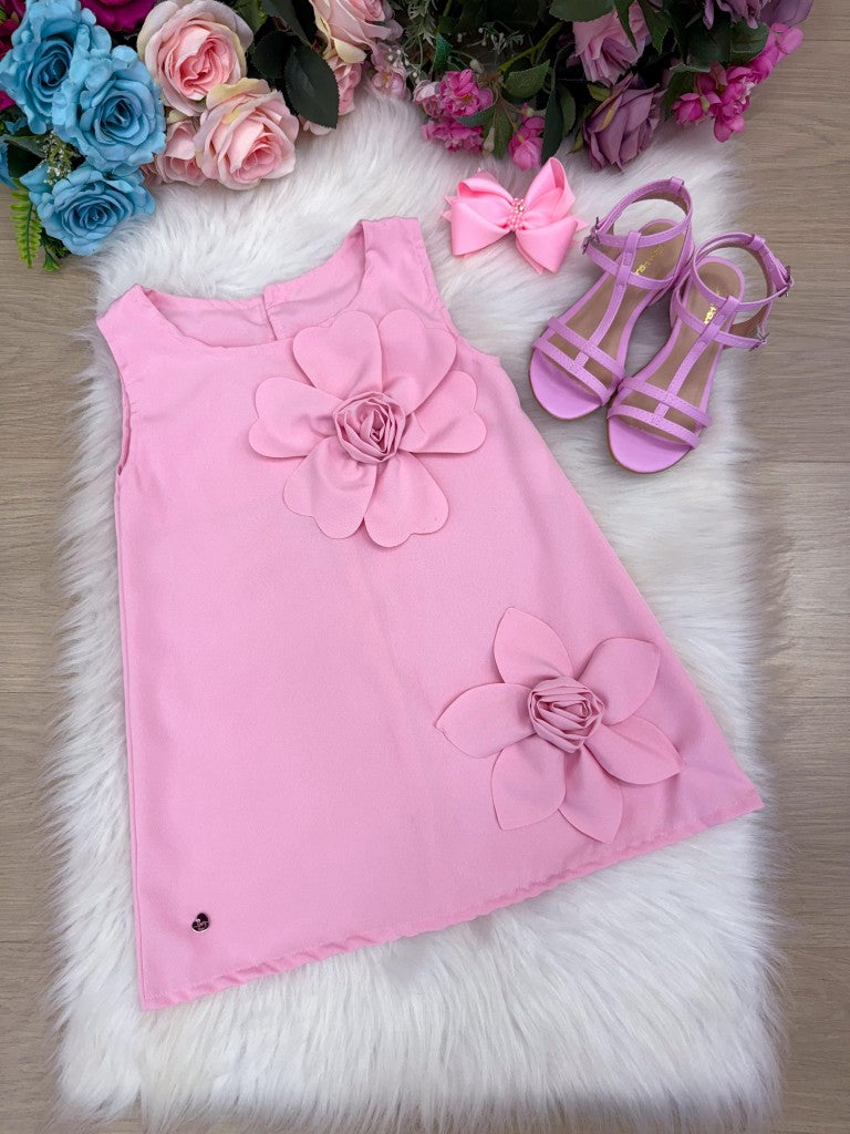 Vestido Rosa Bebê Sem Manga em Tecido Light Basic