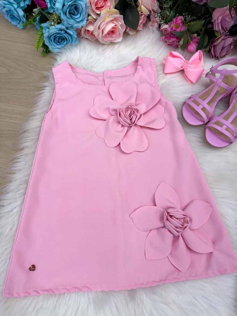 Vestido Rosa Bebê Sem Manga em Tecido Light Basic
