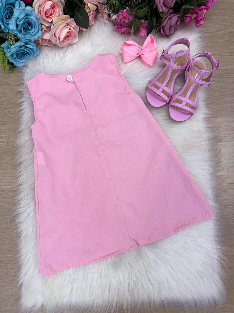 Vestido Rosa Bebê Sem Manga em Tecido Light Basic
