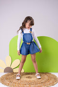Vestido Jeans Infantil com Cinto e Laço