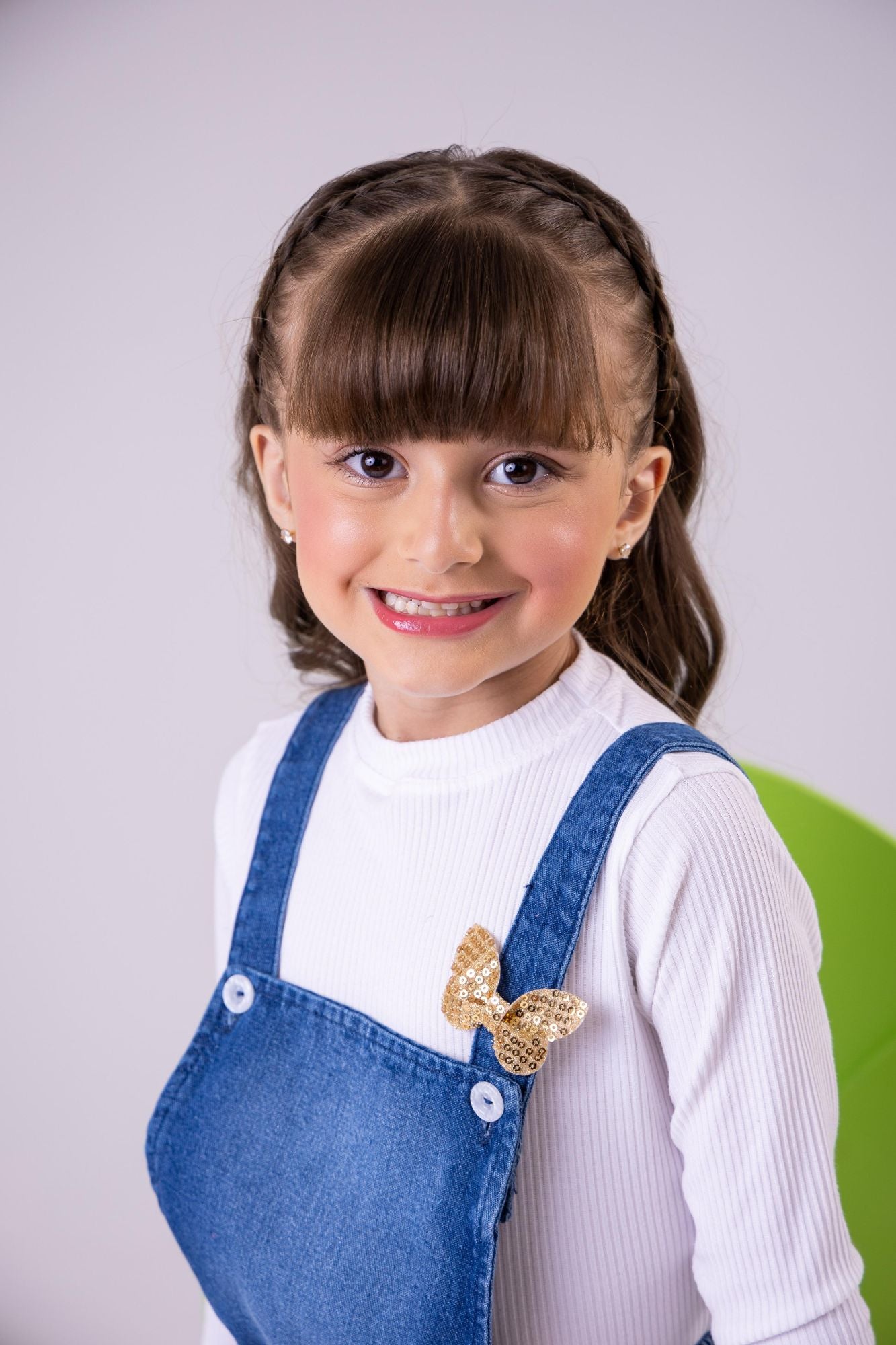 Vestido Jeans Infantil com Cinto e Laço
