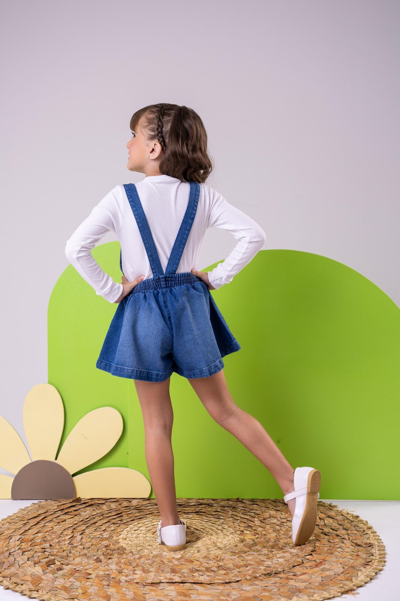 Vestido Jeans Infantil com Cinto e Laço