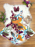 Vestido Infantil Casual Marsala com Estampa Floral para Primavera e Verão