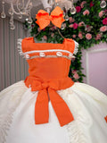 Vestido Kids Moana em Tecido 100% Poliéster com Gola Reta e Mangas Regatas