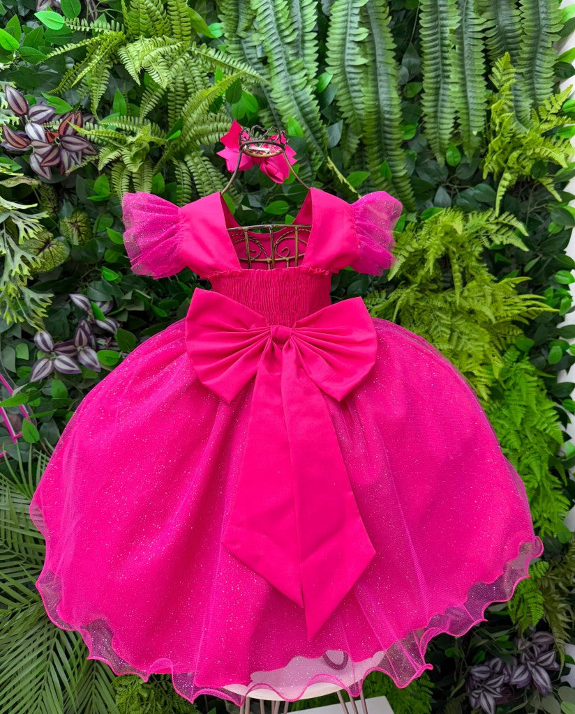 Vestido Temático Floral Pink com LED para Crianças