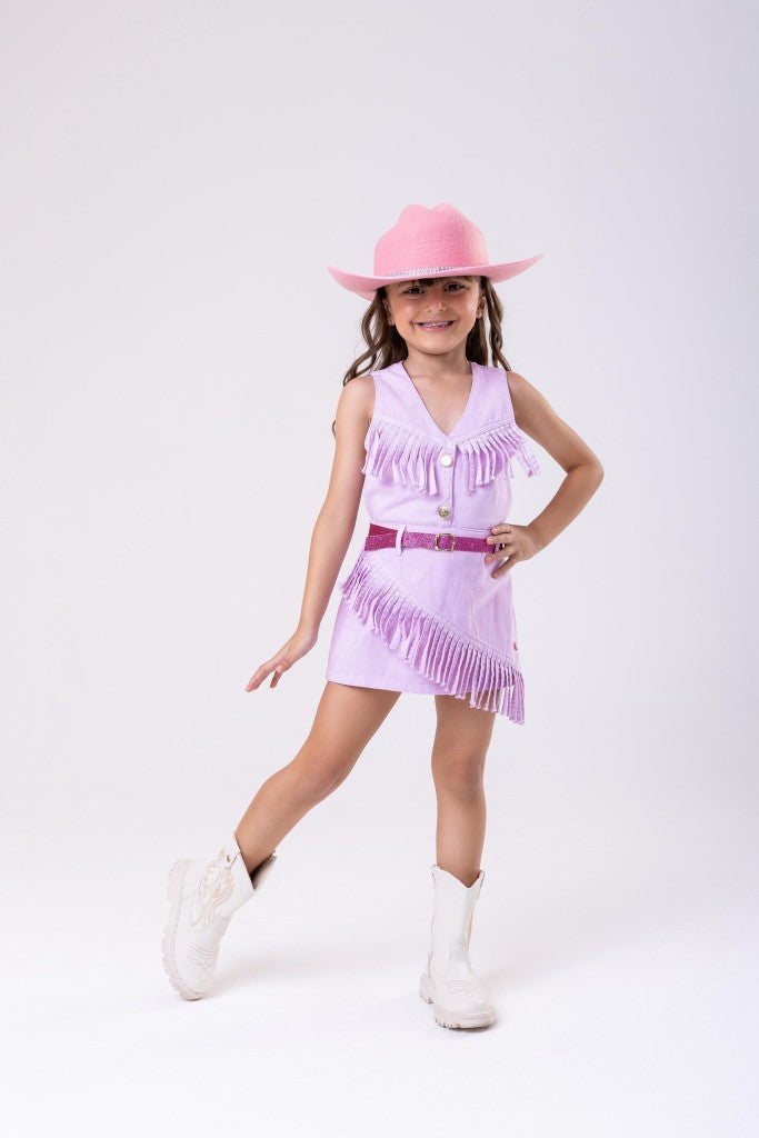 Conjunto Jeans Lilás Blogueirinha Boiadeira Maraisa