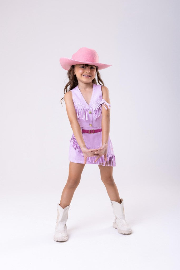 Conjunto Jeans Lilás Blogueirinha Boiadeira Maraisa