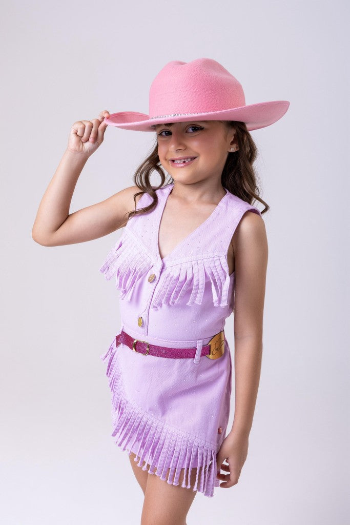 Conjunto Jeans Lilás Blogueirinha Boiadeira Maraisa