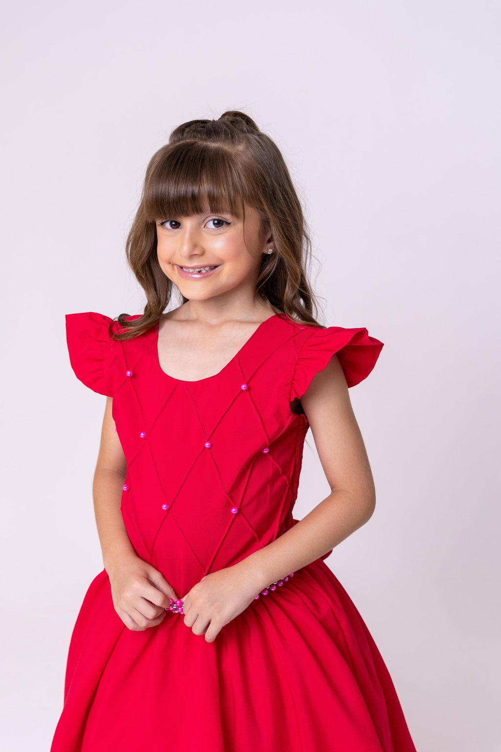 Vestido Longo Pink Com Babado em Tule para Festas e Eventos