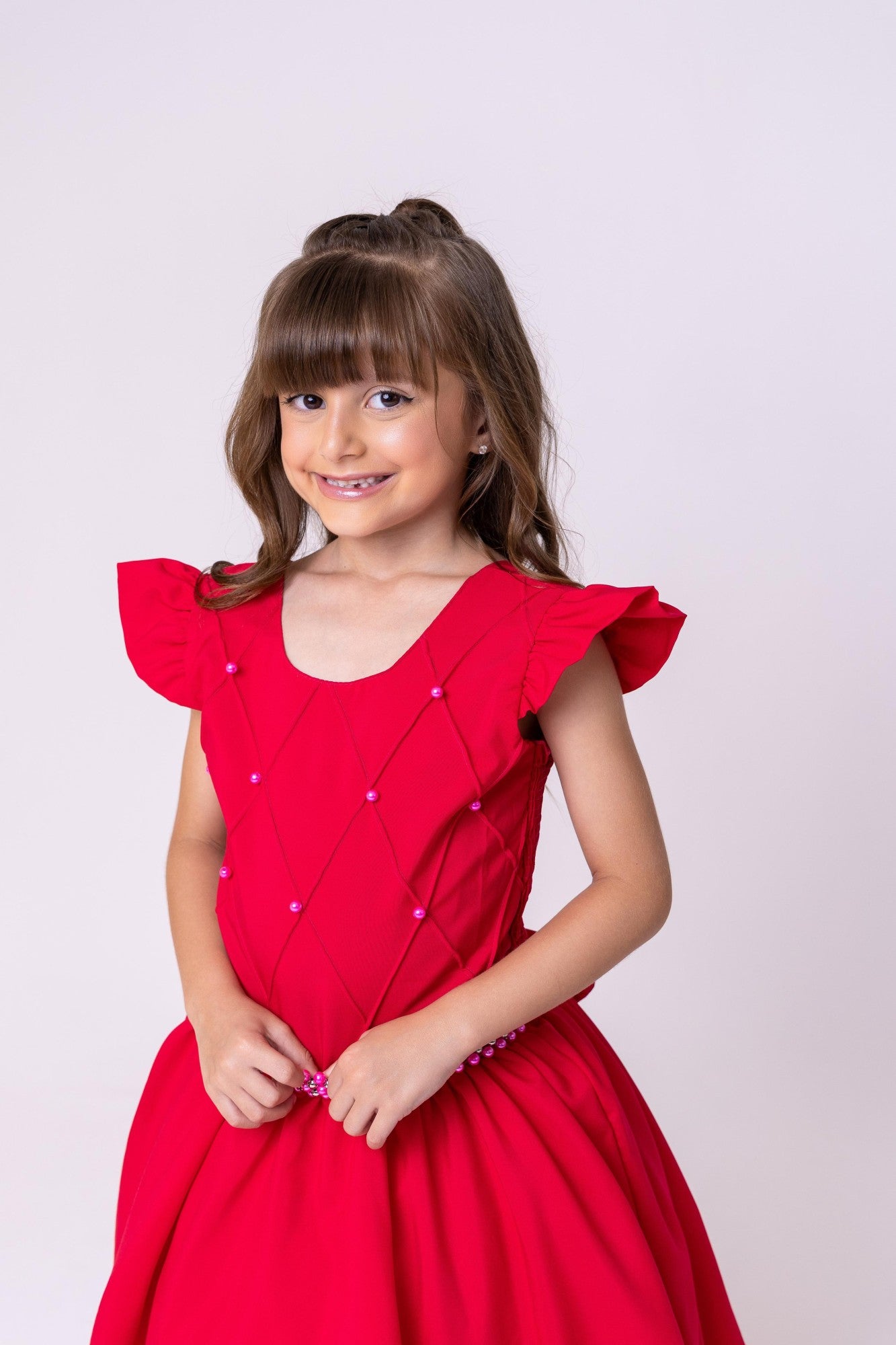 Vestido Longo Pink Com Babado em Tule para Festas e Eventos
