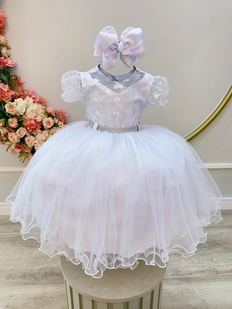 Vestido Infantil Branco Com Renda Para Daminhas De Batizado