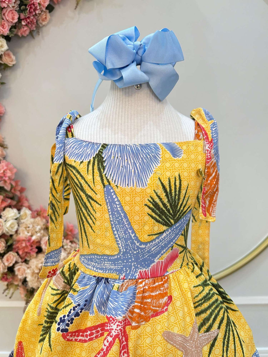 Vestido Amarelo Florido Infantil Casual para Primavera