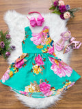 Vestido Infantil Verde Florido Casual Primavera Verão