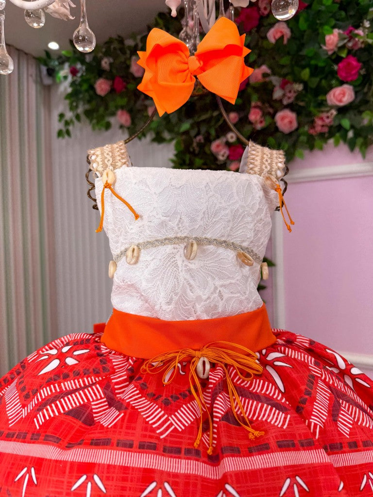 Vestido Infantil Moana Baby em Tecido Microfibra com Laço e Forro Confortável