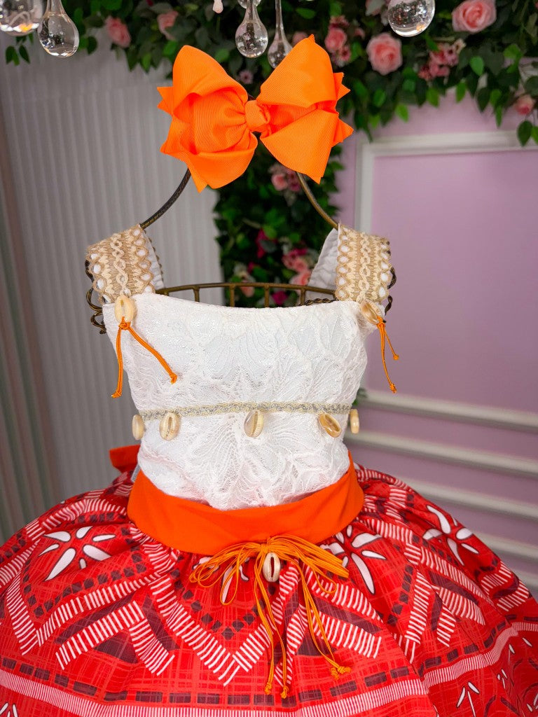 Vestido Infantil Moana Baby em Tecido Microfibra com Laço e Forro Confortável