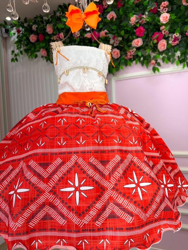 Vestido Infantil Moana Baby em Tecido Microfibra com Laço e Forro Confortável