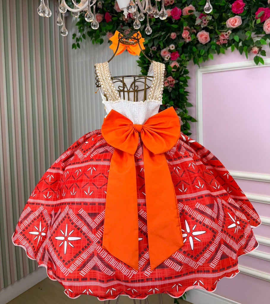 Vestido Infantil Moana Baby em Tecido Microfibra com Laço e Forro Confortável