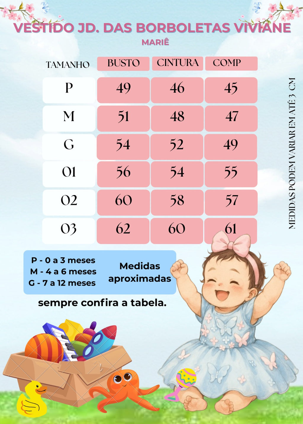 Vestido Rosa Bebê com Laço Jardim das Borboletas
