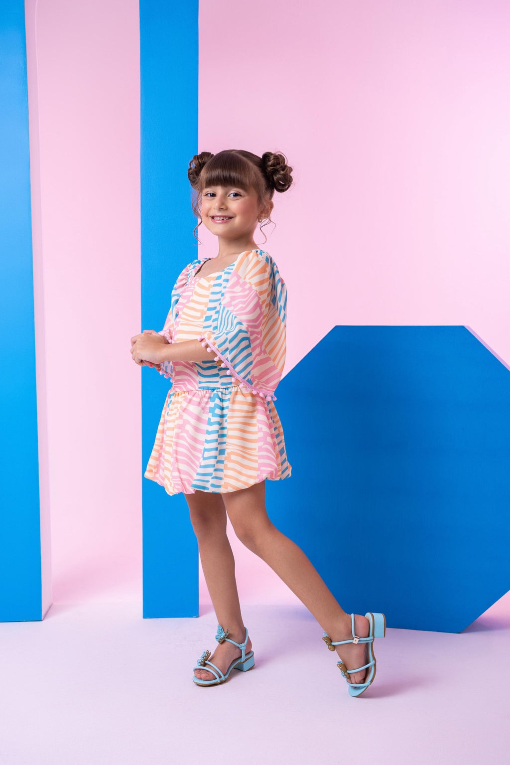 Conjunto Infantil Rosa Bebê com Blusinha e Saia Balonê