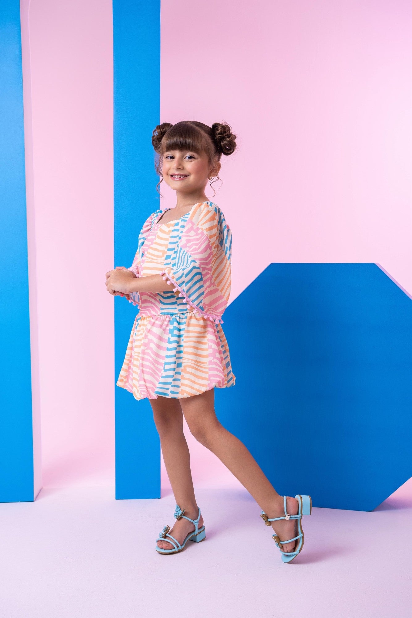 Conjunto Infantil Rosa Bebê com Blusinha e Saia Balonê