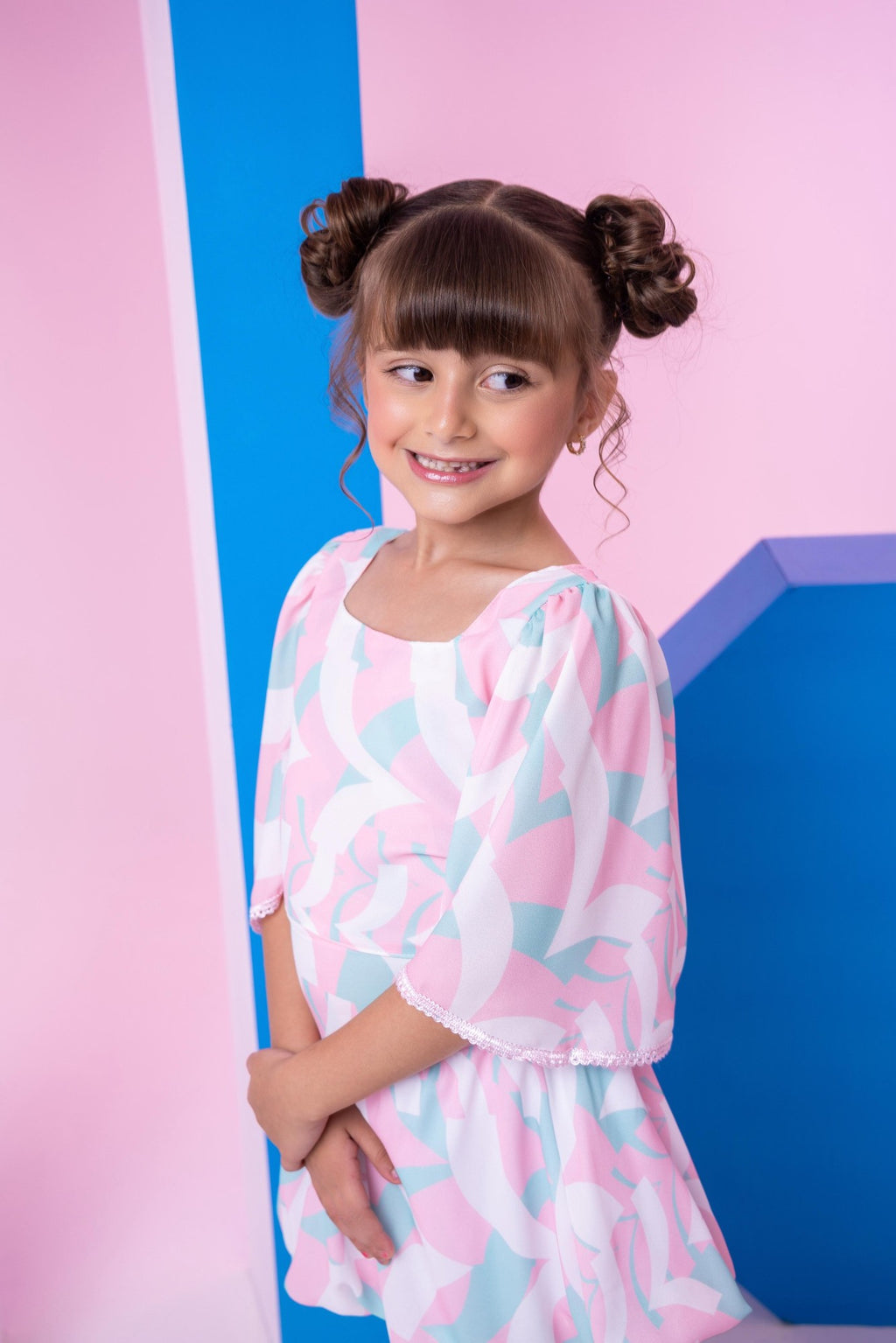 Conjunto Alissa Blusinha e Saia Balonê Rosa Bebê