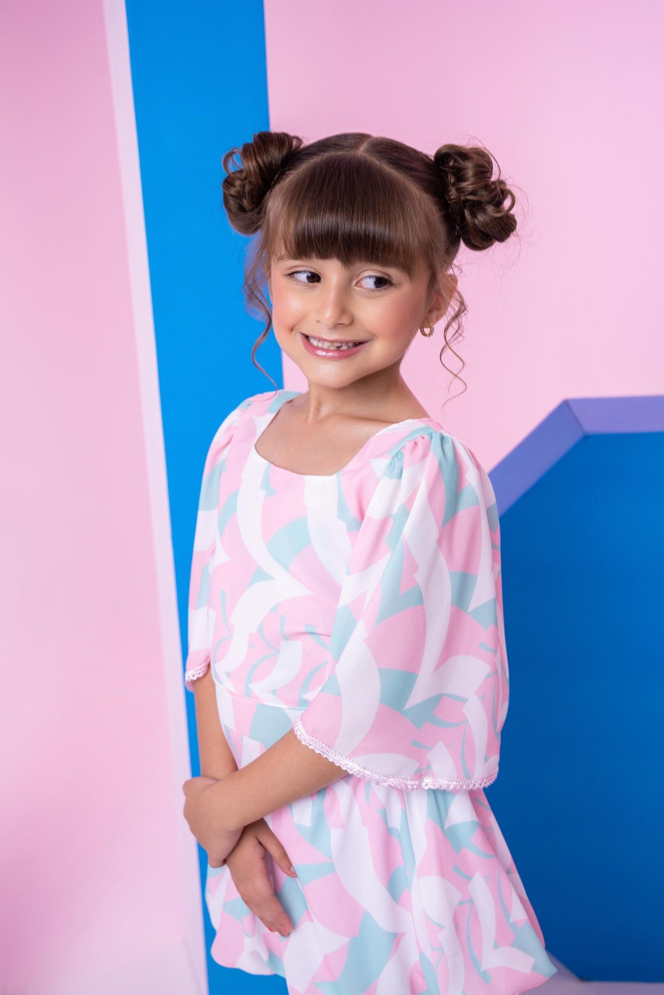 Conjunto Alissa Blusinha e Saia Balonê Rosa Bebê