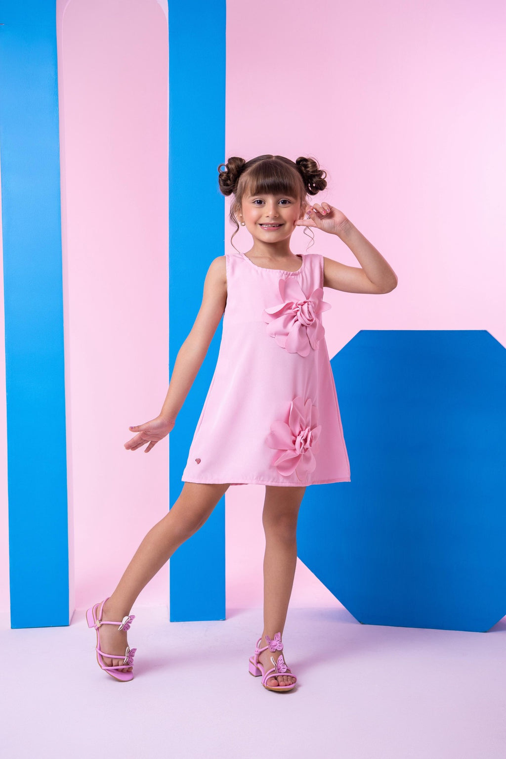 Vestido Rosa Bebê Sem Manga em Tecido Light Basic