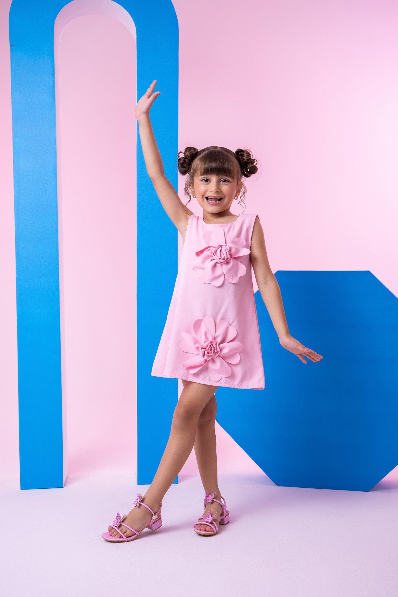 Vestido Rosa Bebê Sem Manga em Tecido Light Basic