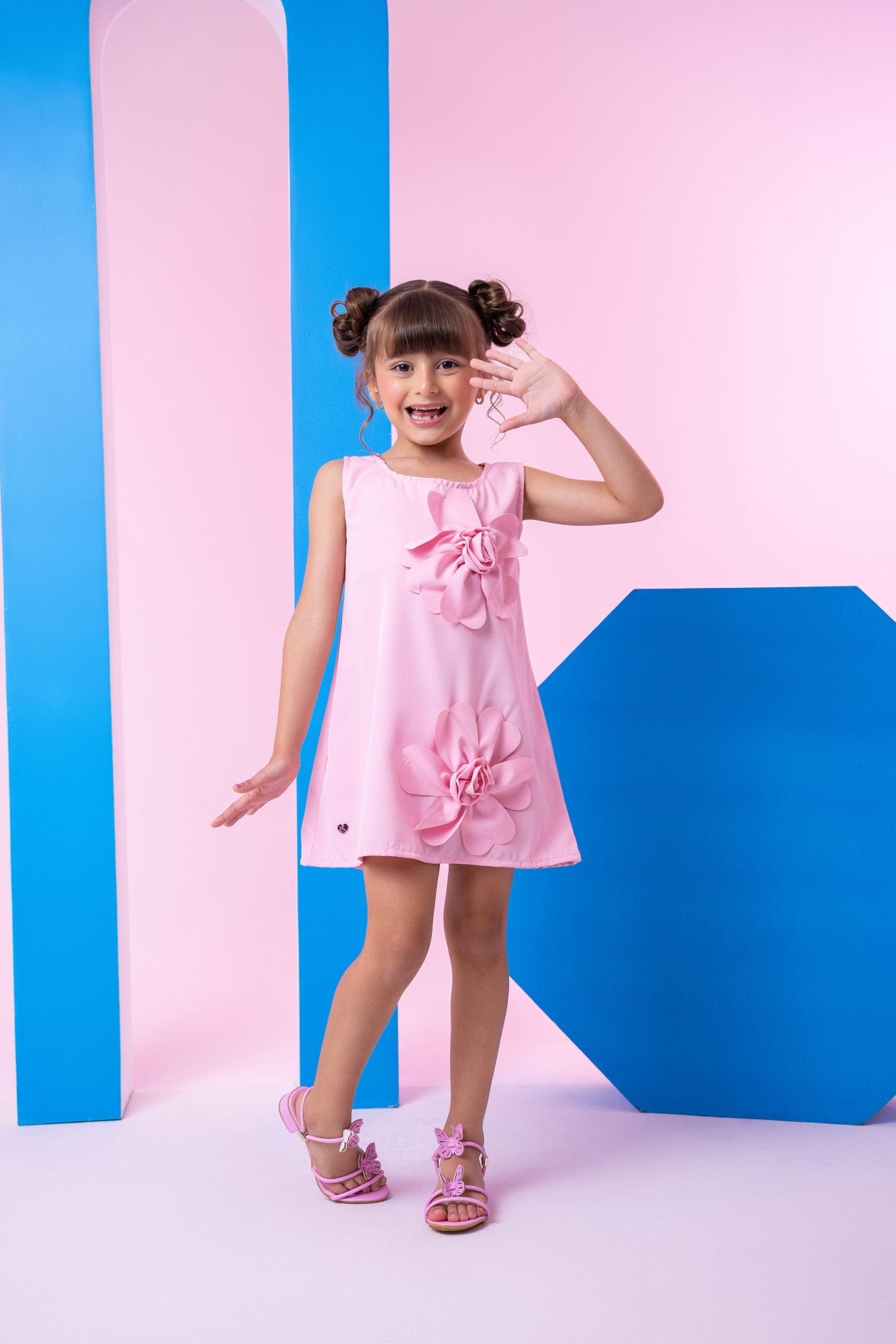 Vestido Rosa Bebê Sem Manga em Tecido Light Basic