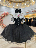 Fantasia Infantil Preto com Gola Branca e Glitter
