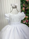 Vestido Longo Infantil Branco em Poliéster com Laço Removível