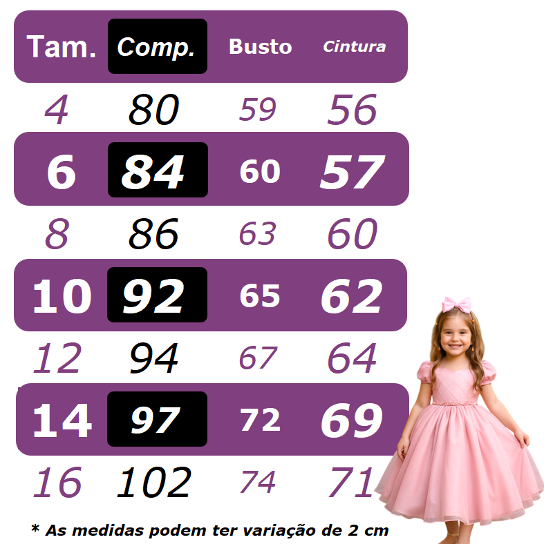 Vestido Infantil Rose com Busto Nervura e Cinto de Pérolas