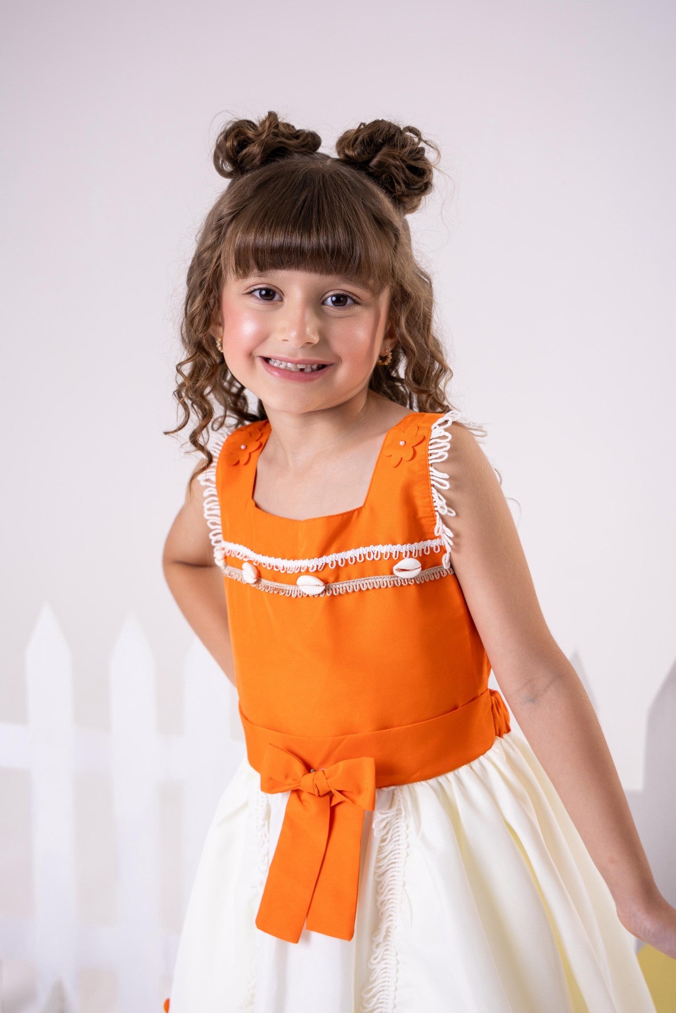 Vestido Kids Moana em Tecido 100% Poliéster com Gola Reta e Mangas Regatas