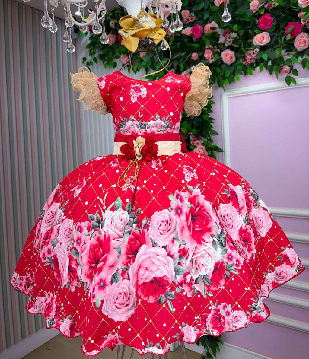 Vestido Marie Natalia Flores Vermelho - Natal