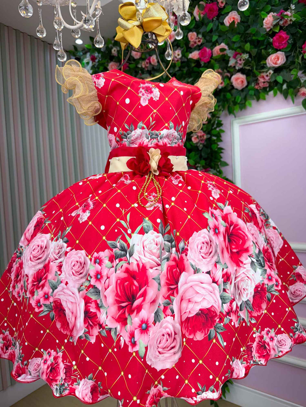 Vestido Marie Natalia Flores Vermelho - Natal