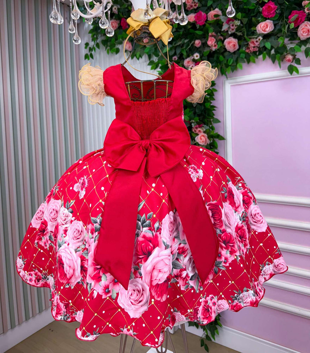 Vestido Marie Natalia Flores Vermelho - Natal