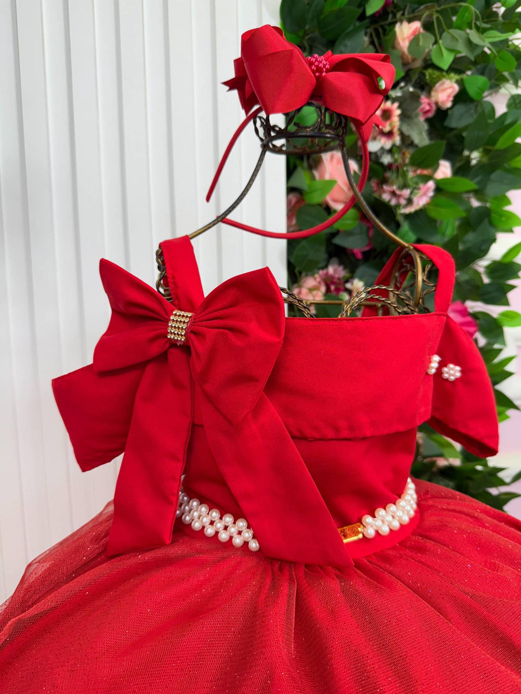 Vestido Longo Vermelho Elegante em Tecido Techno Sport para Meninas