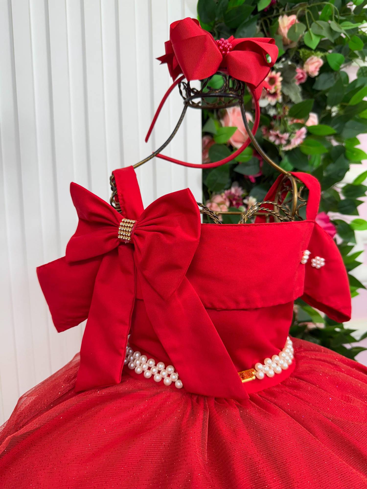 Vestido Longo Vermelho Elegante em Tecido Techno Sport para Meninas
