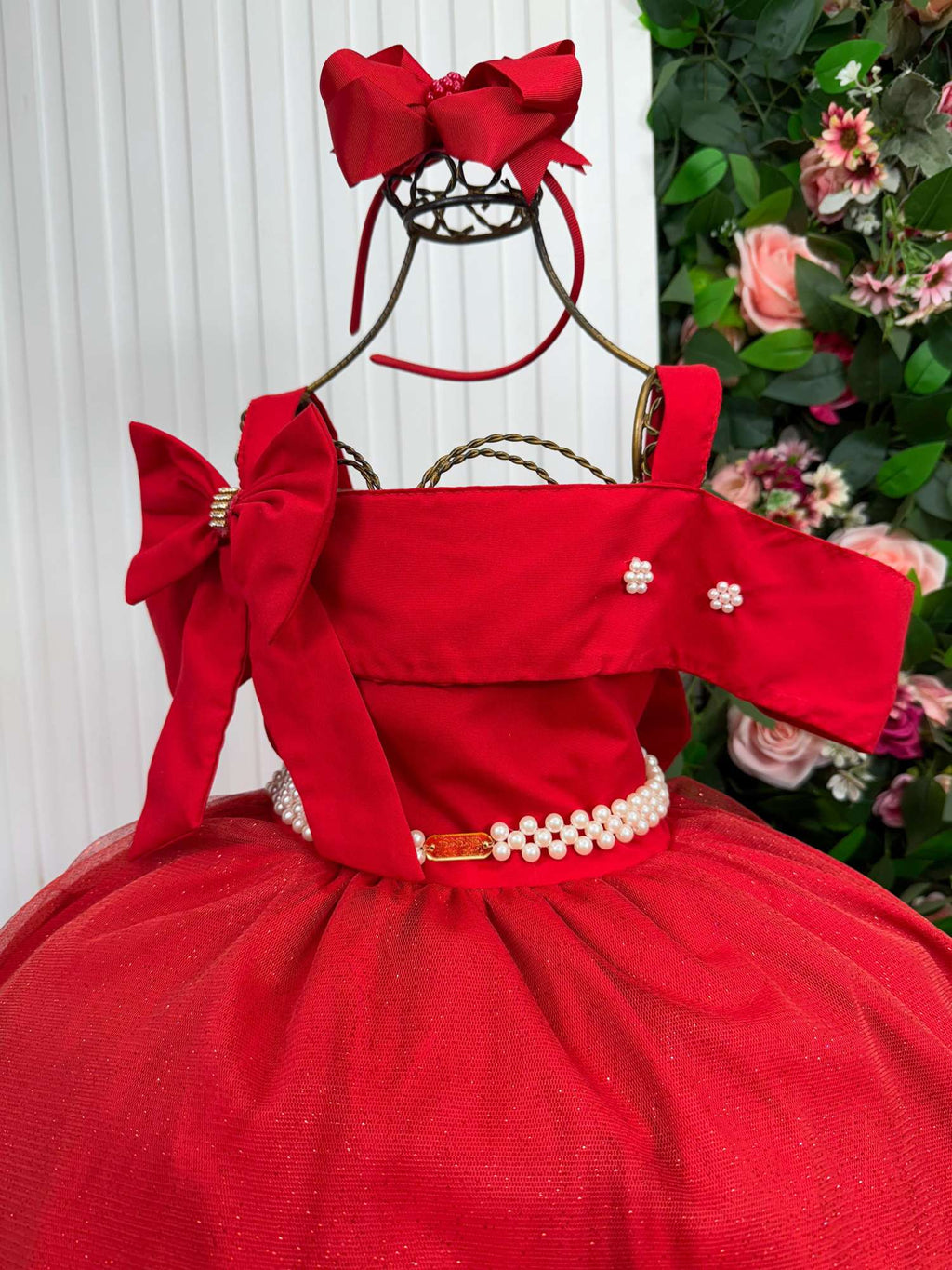 Vestido Longo Vermelho Elegante em Tecido Techno Sport para Meninas
