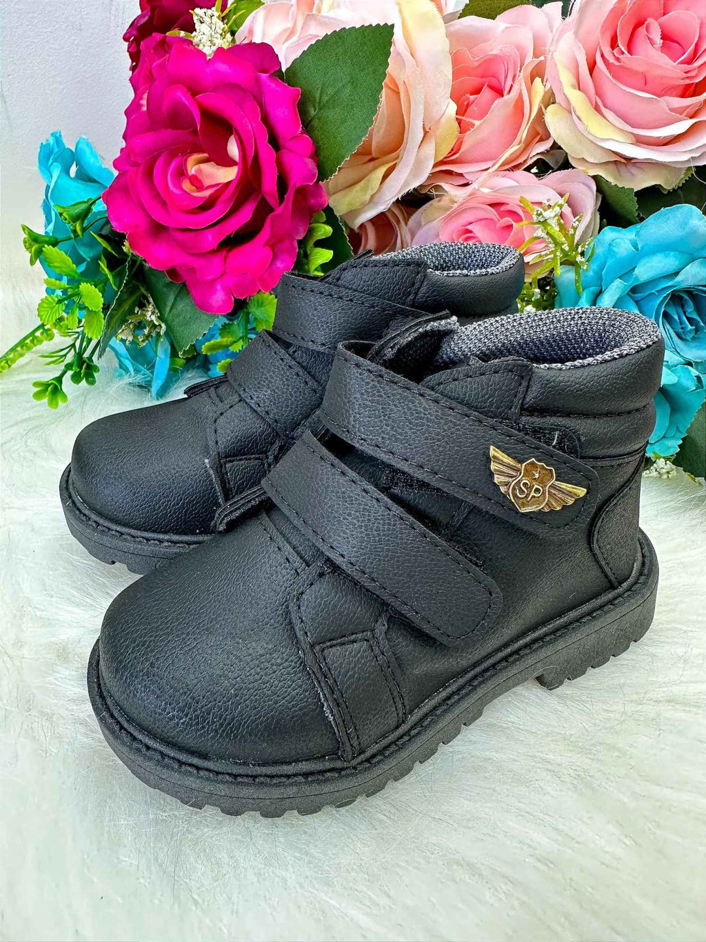 Bota Coturno Masculina Preta em Tecido Corino com Sola Antiaderente