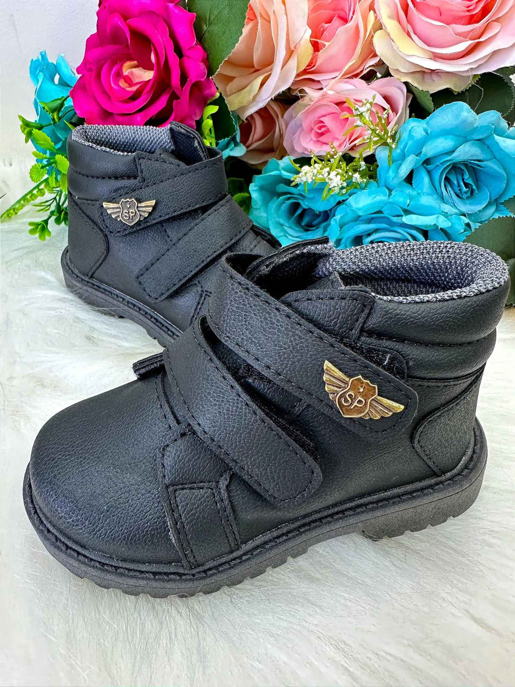 Bota Coturno Masculina Preta em Tecido Corino com Sola Antiaderente