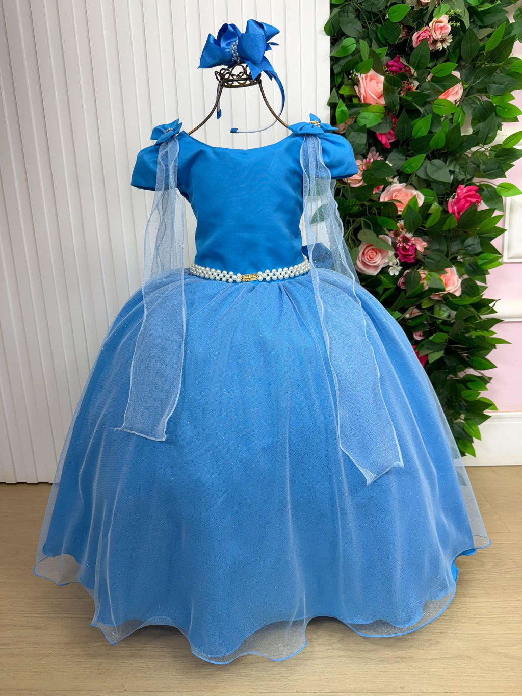 Vestido Longo Azul Serenity em Tecido Techno Sport para Festas