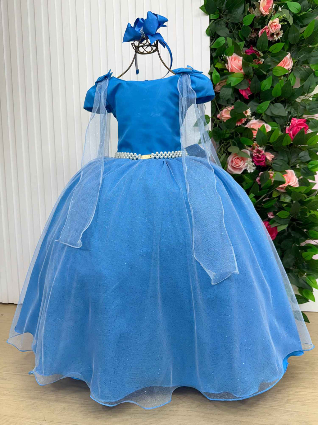 Vestido Longo Azul Serenity em Tecido Techno Sport para Festas