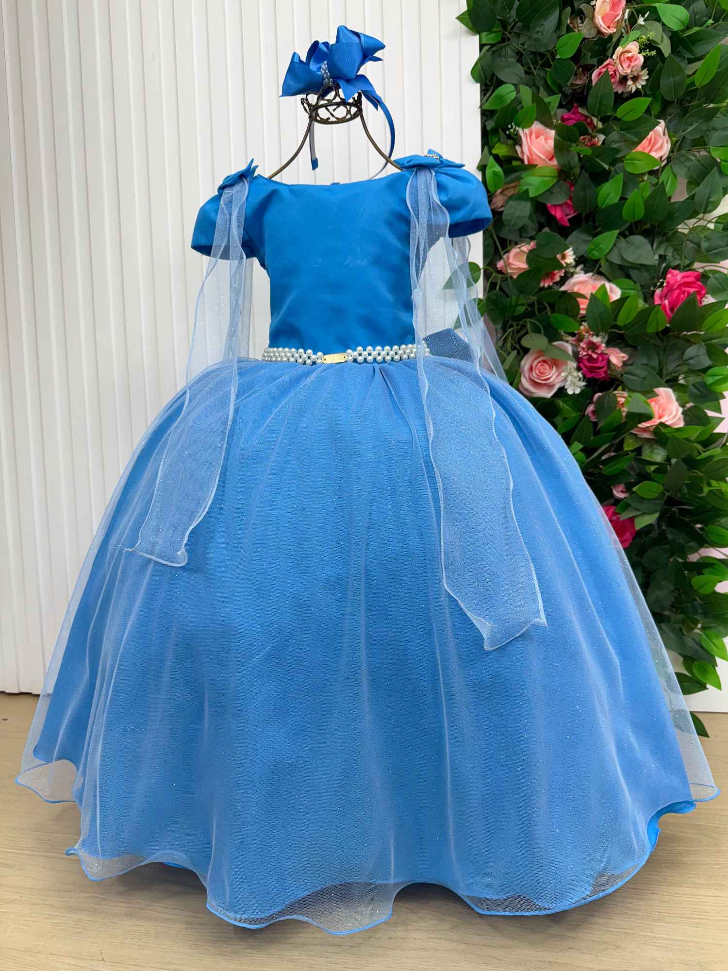 Vestido Longo Azul Serenity em Tecido Techno Sport para Festas