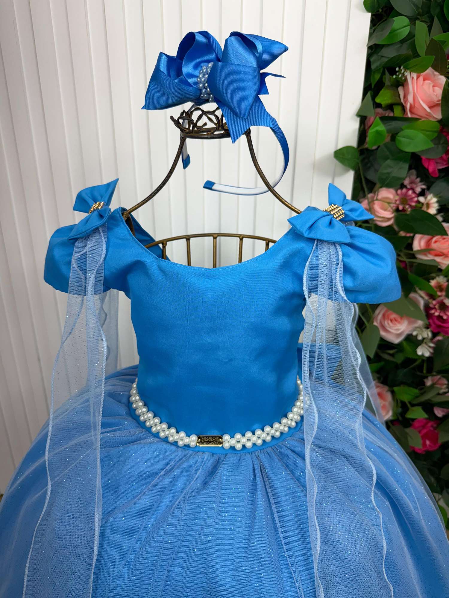 Vestido Longo Azul Serenity em Tecido Techno Sport para Festas