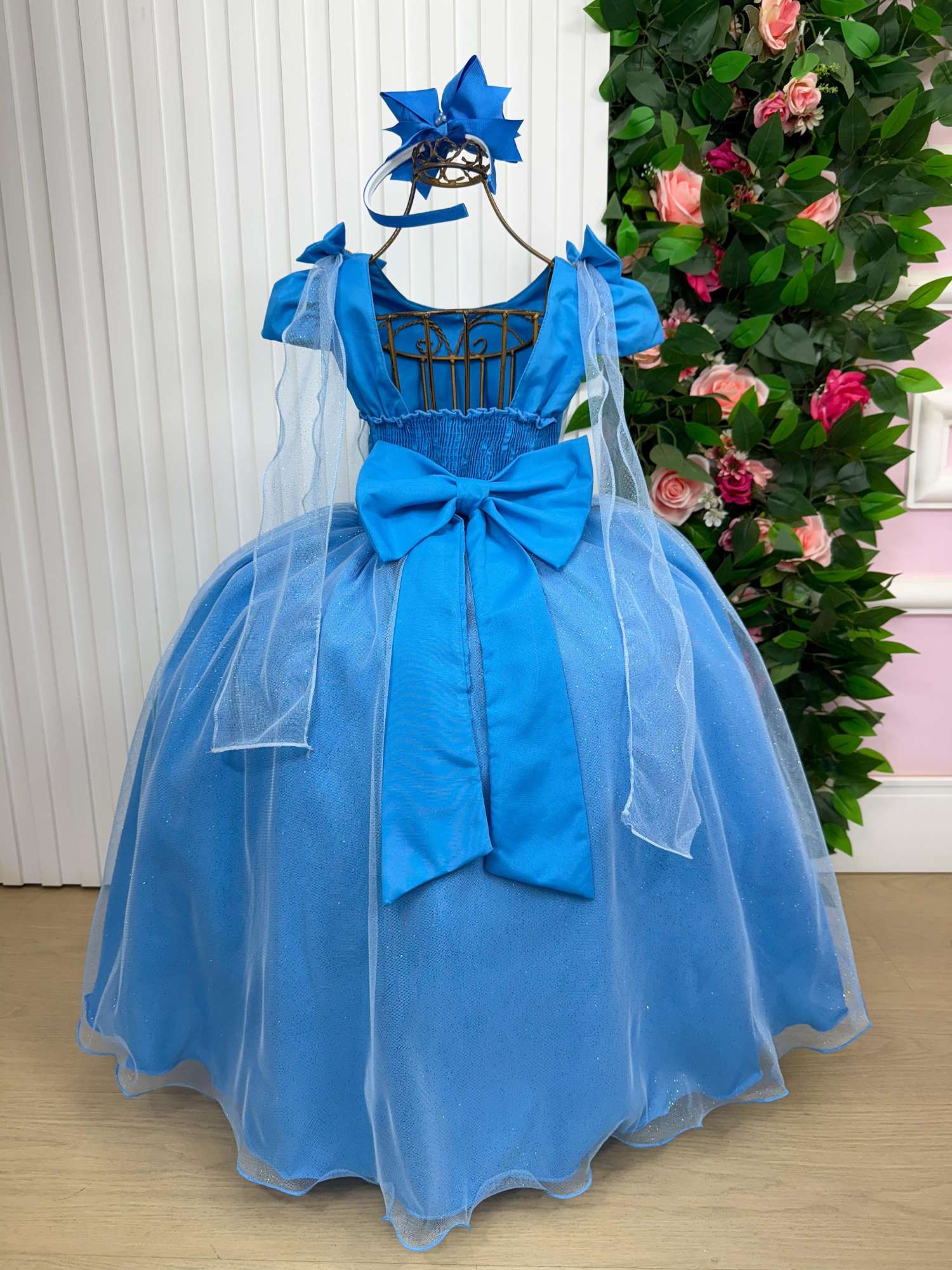 Vestido Longo Azul Serenity em Tecido Techno Sport para Festas