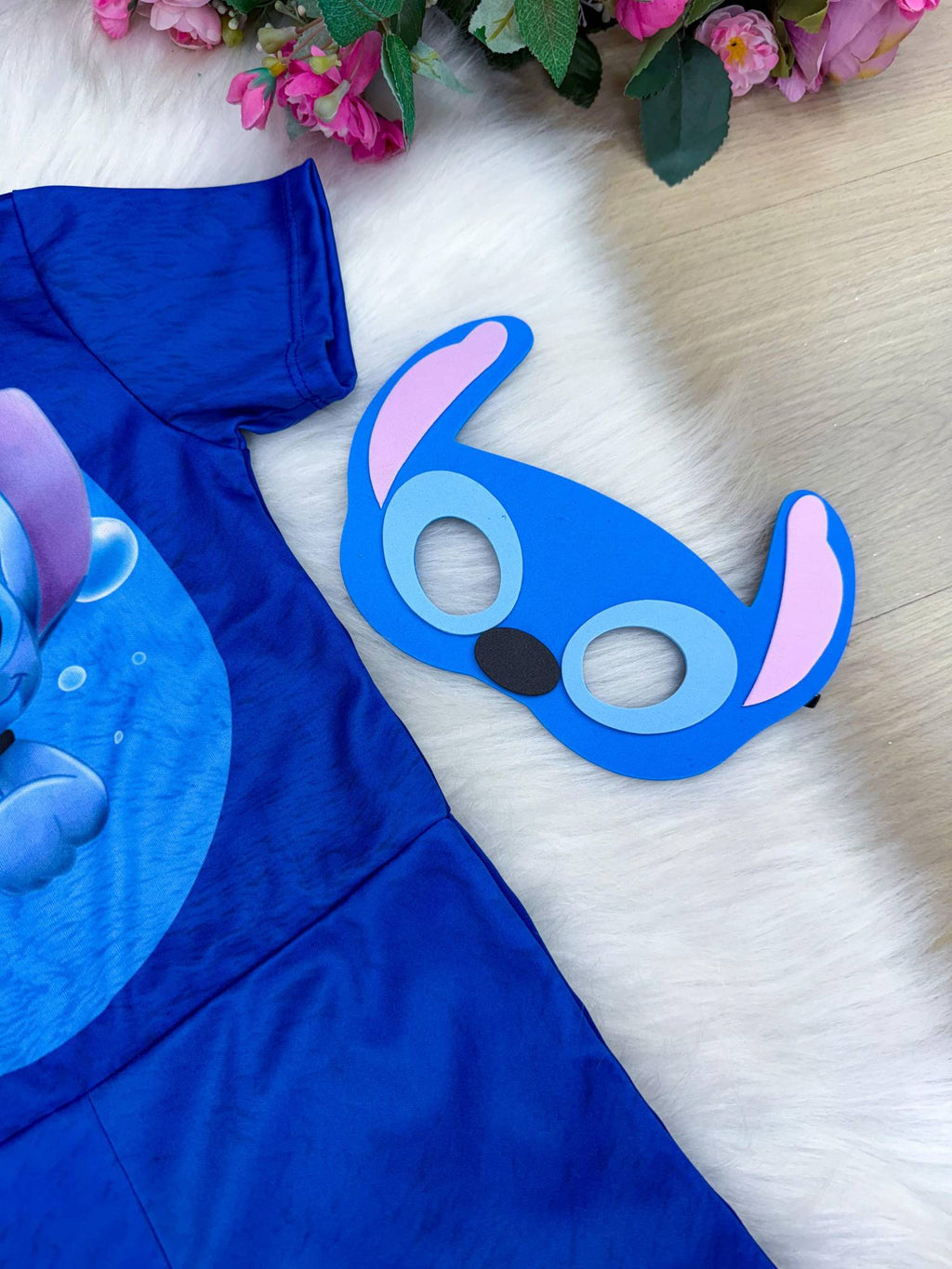 Fantasia Azul do Stitch com Máscara Temática para Crianças