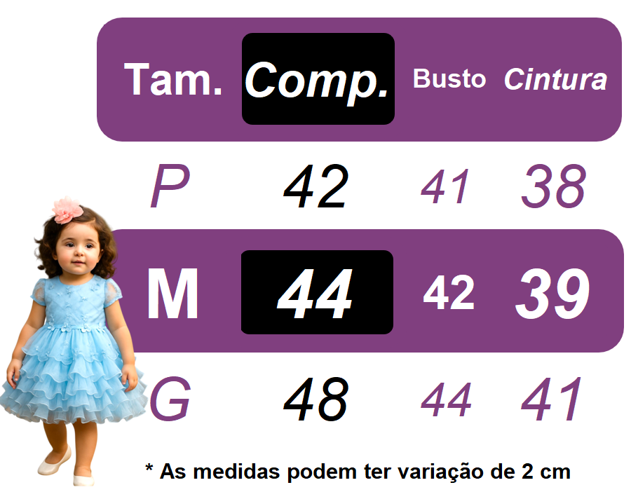 Vestido Azul Claro para Bebê Jardim Encantado para Batizado e Festas