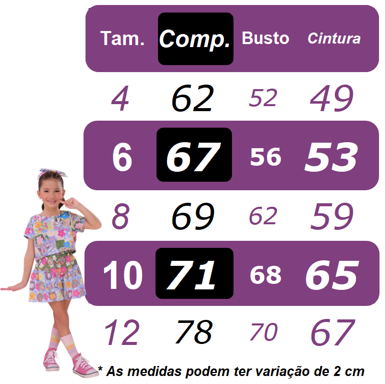 Vestido Infantil Colorido em Poliéster com Laço de Cabelo para Festas